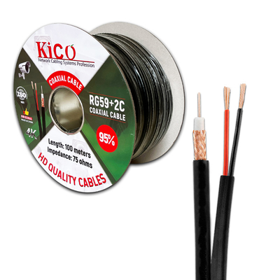 KICO OEM Brand RG59+2C Cable RG59 Cable Coaxial สําหรับกล้องวงจรปิดและวีดีโอ